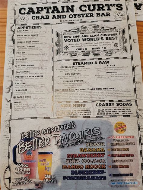captain curt's crab & oyster bar menu